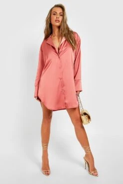 Vestito Camicia Oversize In Raso