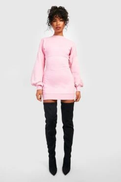 Vestito In Felpa Sagomato In Lavaggio Acido Con Dettagli Stile Corsetto -Negozio al dettaglio Vestiti gzz32402 baby20pink xl 2