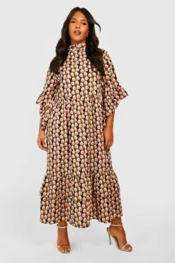 Vestito Camicia Longuette Plus Size Con Volant -Negozio al dettaglio Vestiti gzz32406 black xl 2