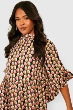 Vestito Camicia Longuette Plus Size Con Volant -Negozio al dettaglio Vestiti gzz32406 black xl 3