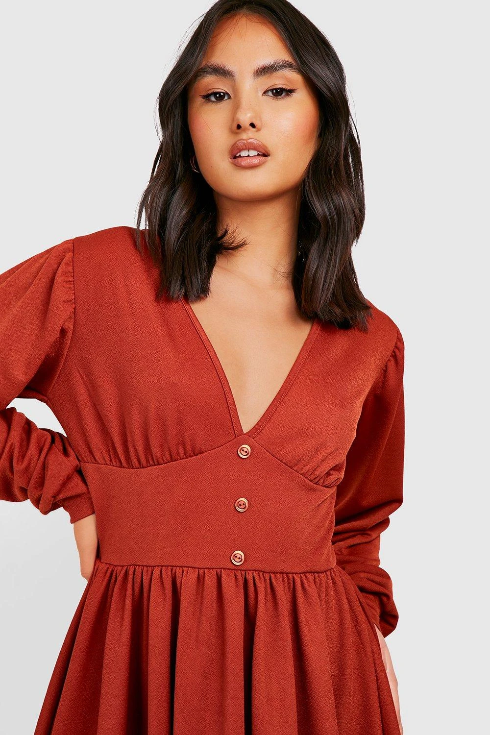 Vestito Skater A Maniche Lunghe Stile Corsetto Con Bottoni 4 Vestito Skater A Maniche Lunghe Stile Corsetto Con Bottoni - immagine 4