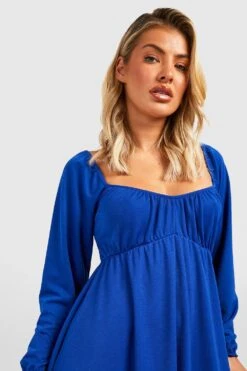 Vestito Grembiule Midi Con Ruches Sul Busto E Maniche A Sbuffo -Negozio al dettaglio Vestiti gzz32419 cobalt xl 3