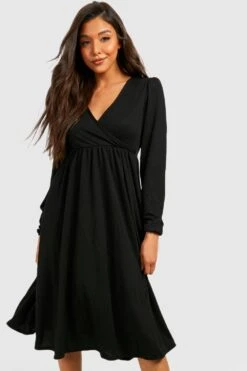 Vestito Midi A Maniche Lunghe Con Scollo Profondo -Negozio al dettaglio Vestiti gzz32421 black xl 2