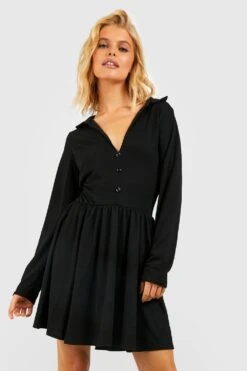 Vestito Skater A Maniche Lunghe Con Scollo Profondo