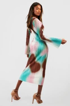 Vestito Longuette Plissettato Con Stampa E Maniche Svasate -Negozio al dettaglio Vestiti gzz32449 multi xl 1