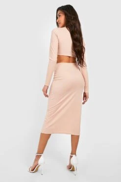 Vestito Midi A Maniche Lunghe Con Cut-out -Negozio al dettaglio Vestiti gzz32503 stone xl 1