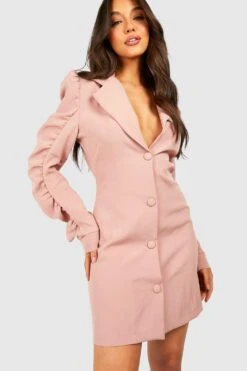 Vestito Blazer Sartoriale Con Ruches Sulle Svasate -Negozio al dettaglio Vestiti gzz32550 rose xl 2