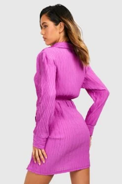 Vestito Camicia Scaldacuore Plissettato Con Trama -Negozio al dettaglio Vestiti gzz32639 purple xl 1