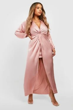 Vestito Maxi Plus Size Dettagli Attorcigliati 6 Vestito Maxi Plus Size Dettagli Attorcigliati -Negozio al dettaglio Vestiti gzz32675 blush xl 2