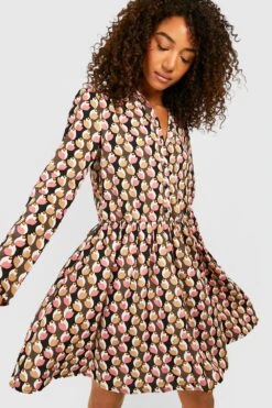 Vestito Camicia Tall Stile Skater Con Stampa Retrò Stile Azulejos 6 Vestito Camicia Tall Stile Skater Con Stampa Retrò Stile Azulejos -Negozio al dettaglio Vestiti gzz32694 black xl 2