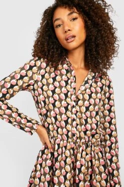 Vestito Camicia Tall Stile Skater Con Stampa Retrò Stile Azulejos 7 Vestito Camicia Tall Stile Skater Con Stampa Retrò Stile Azulejos -Negozio al dettaglio Vestiti gzz32694 black xl 3