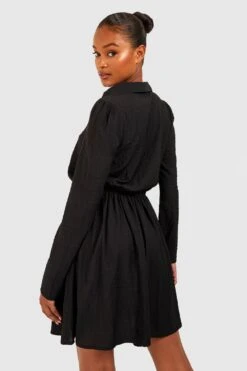 Vestito Camicia Tall Stile Skater Con Trama A Effetto Goffrato -Negozio al dettaglio Vestiti gzz32695 black xl 1