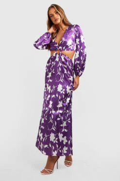Vestito Maxi A Fiori Con Cut-out -Negozio al dettaglio Vestiti gzz32742 jewel20purple xl 2