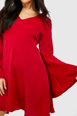 Vestito Grembiule In Raso Con Volant Super Ampi Sulle Maniche -Negozio al dettaglio Vestiti gzz32744 berry xl 3