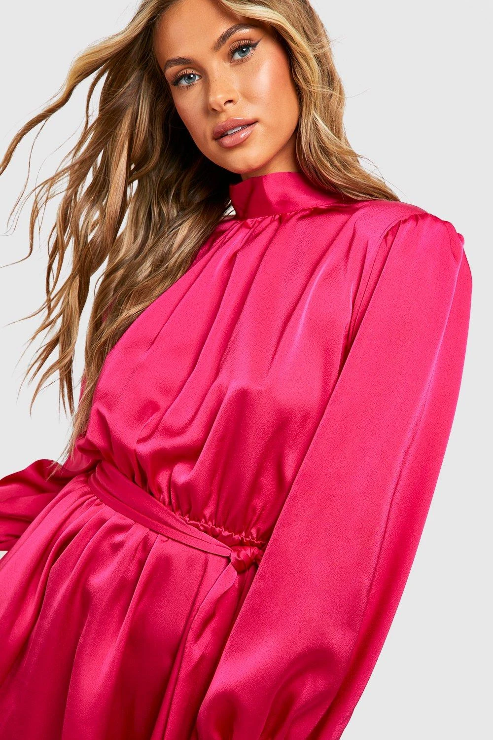 Vestito Skater A Collo Alto In Raso 4 Vestito Skater A Collo Alto In Raso - immagine 4