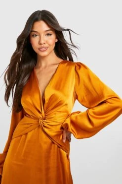 Vestito Skater Midi In Raso Con Dettagli Attorcigliati 7 Vestito Skater Midi In Raso Con Dettagli Attorcigliati -Negozio al dettaglio Vestiti gzz32761 marigold xl 3