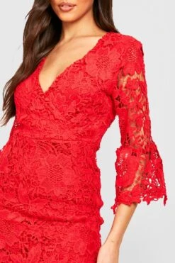 Vestito Scaldacuore Midi In Pizzo All’uncinetto -Negozio al dettaglio Vestiti gzz32855 red xl 3