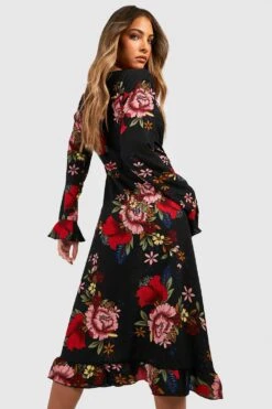 Vestito Scaldacuore Midi A Fiori -Negozio al dettaglio Vestiti gzz32859 black xl 1