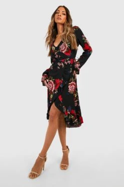 Vestito Scaldacuore Midi A Fiori -Negozio al dettaglio Vestiti gzz32859 black xl 2