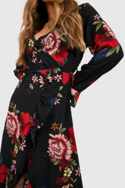 Vestito Scaldacuore Midi A Fiori -Negozio al dettaglio Vestiti gzz32859 black xl 3