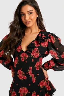 Vestito Longuette Classico Con Stampa E Arricciature -Negozio al dettaglio Vestiti gzz32860 black xl 3