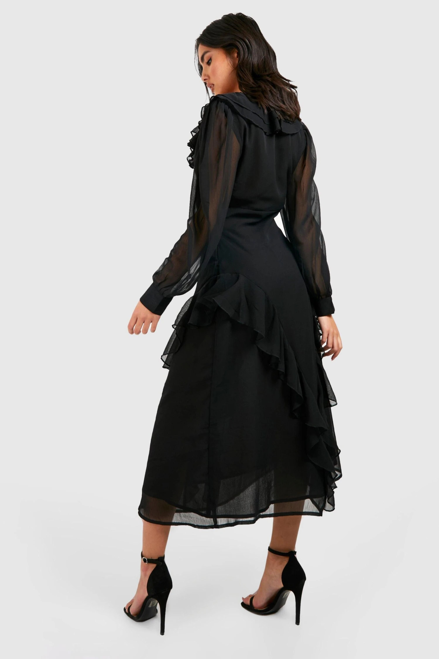 Vestito Longuette Classico Con Arricciature 2 Vestito Longuette Classico Con Arricciature - immagine 2