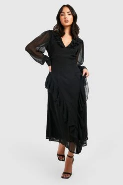 Vestito Longuette Classico Con Arricciature 6 Vestito Longuette Classico Con Arricciature -Negozio al dettaglio Vestiti gzz32862 black xl 2