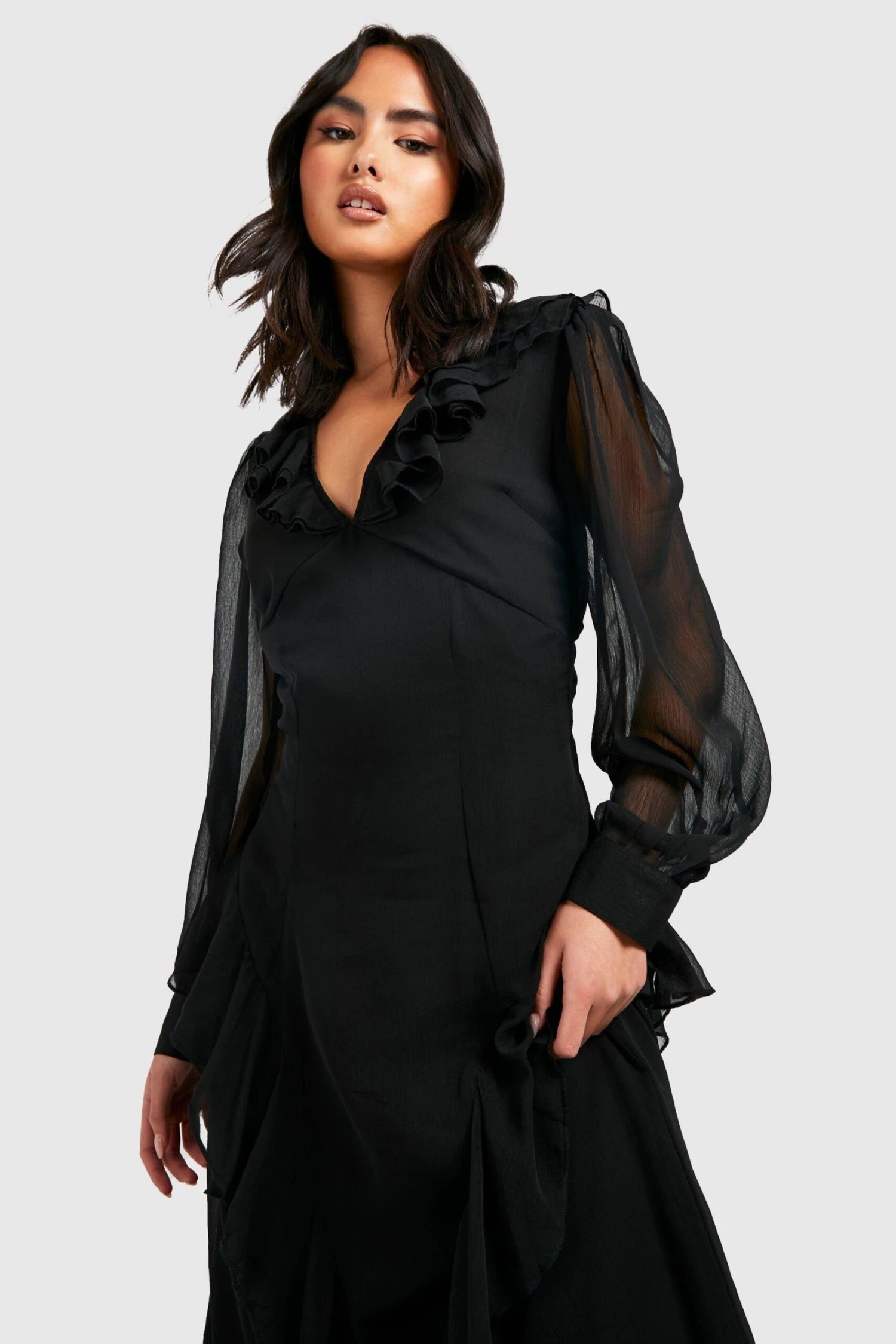 Vestito Longuette Classico Con Arricciature 4 Vestito Longuette Classico Con Arricciature - immagine 4