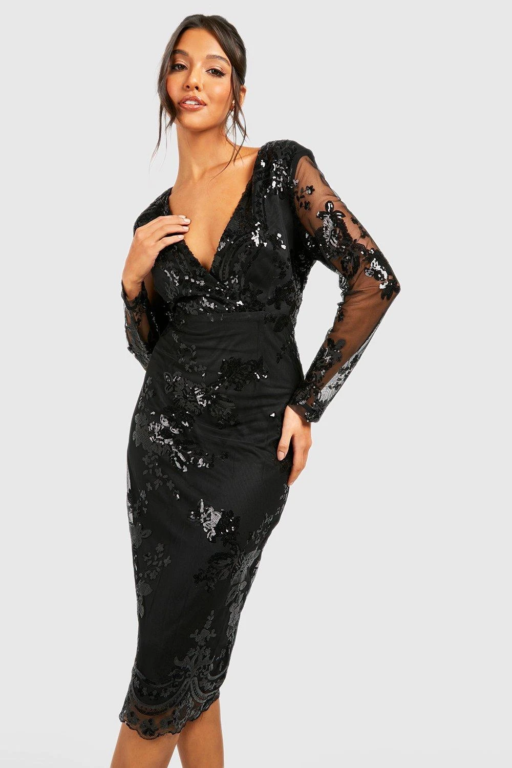 Vestito Midi Boutique In Rete Con Stampa E Paillettes 3 Vestito Midi Boutique In Rete Con Stampa E Paillettes - immagine 3