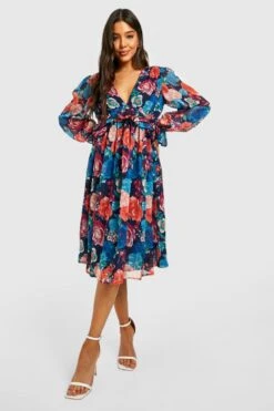 Vestito Midi Classico In Chiffon -Negozio al dettaglio Vestiti gzz32869 blue xl 2