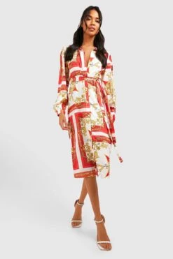 Vestito Camicia Midi Classico Con Stampa