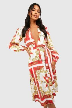 Vestito Camicia Midi Classico Con Stampa -Negozio al dettaglio Vestiti gzz32871 white xl 2