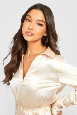 Vestito Longuette Classico In Raso -Negozio al dettaglio Vestiti gzz32892 champagne xl 3