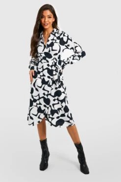 Vestito Camicia Midi Classico Con Stampa