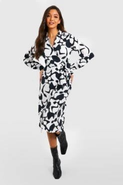 Vestito Camicia Midi Classico Con Stampa -Negozio al dettaglio Vestiti gzz32896 black xl 2