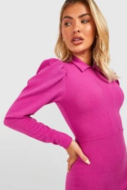 Vestito Midi A Maniche Lunghe Con Colletto 6 Vestito Midi A Maniche Lunghe Con Colletto -Negozio al dettaglio Vestiti gzz33018 magenta xl 2