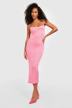 Vestito Midi Seducente In Jacquard Con Scollo A Cappuccio -Negozio al dettaglio Vestiti gzz33025 pink xl 2