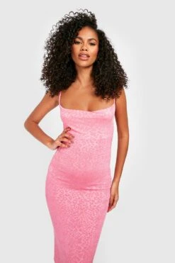 Vestito Midi Seducente In Jacquard Con Scollo A Cappuccio -Negozio al dettaglio Vestiti gzz33025 pink xl 3