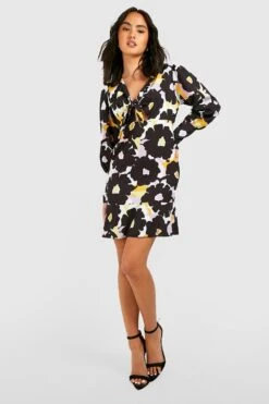 Vestito Skater A Fiori Con Laccetti Frontali -Negozio al dettaglio Vestiti gzz33030 black xl 2