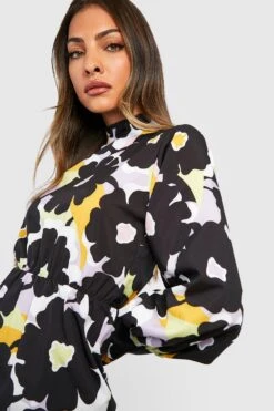 Vestito Midi A Collo Alto A Fiori -Negozio al dettaglio Vestiti gzz33035 black xl 3