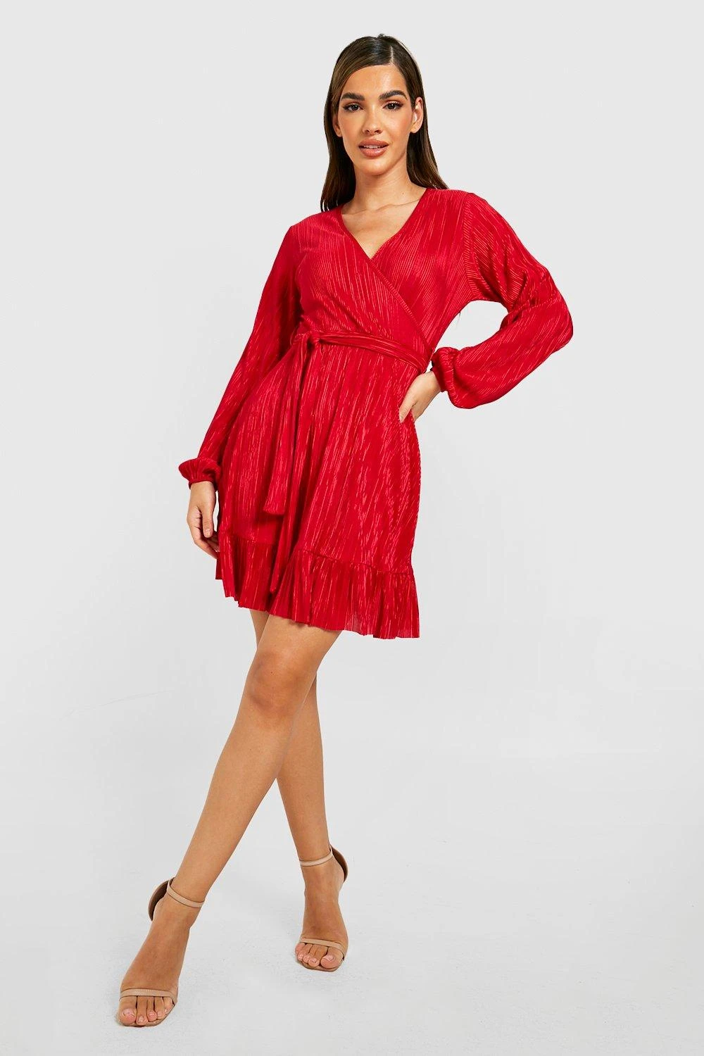 Vestito Scaldacuore Plissettato Con Cintura E Parte Sovrapposta 3 Vestito Scaldacuore Plissettato Con Cintura E Parte Sovrapposta - immagine 3