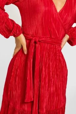 Vestito Scaldacuore Plissettato Con Cintura E Parte Sovrapposta 7 Vestito Scaldacuore Plissettato Con Cintura E Parte Sovrapposta -Negozio al dettaglio Vestiti gzz33040 red xl 3