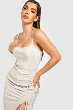 Vestito Midi Plissettato Con Ruches -Negozio al dettaglio Vestiti gzz33041 champagne xl 2