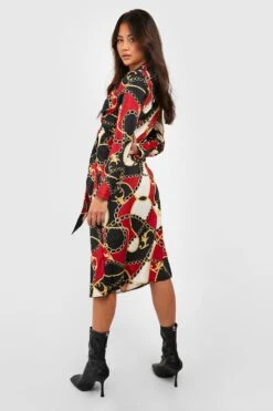 Vestito Midi Con Stampa Di Catene E Laccetti In Vita 5 Vestito Midi Con Stampa Di Catene E Laccetti In Vita -Negozio al dettaglio Vestiti gzz33056 black xl 1