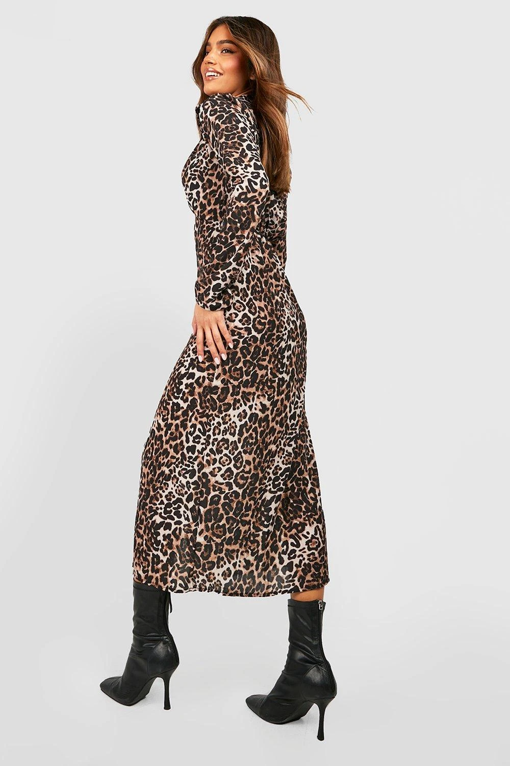 Vestito Camicia Longuette Leopardato 2 Vestito Camicia Longuette Leopardato - immagine 2