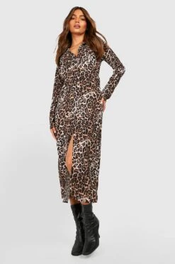 Vestito Camicia Longuette Leopardato 6 Vestito Camicia Longuette Leopardato -Negozio al dettaglio Vestiti gzz33061 brown xl 2