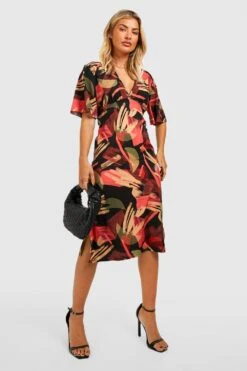 Vestito Midi Con Stampa E Maniche Ad Angelo