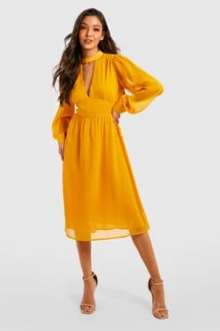 Vestito Skater Midi Classico In Chiffon