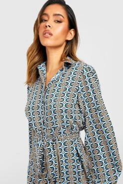 Vestito Camicia Longuette Classico Con Stampa -Negozio al dettaglio Vestiti gzz33085 navy xl 3