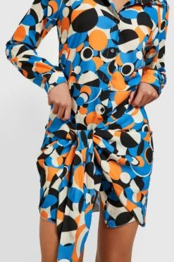 Vestito Camicia Con Stampa Astratta E Laccetti -Negozio al dettaglio Vestiti gzz33114 blue xl 3